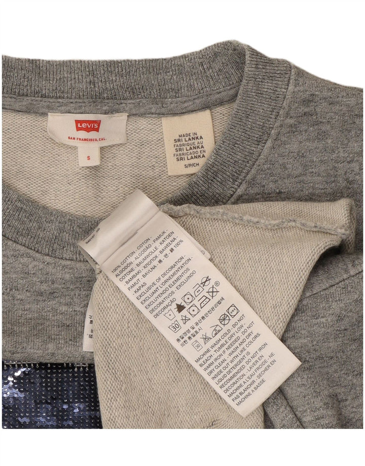 Pulover Oversized Crop Levi's pentru femei UK 10 Bumbac gri mic