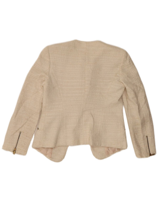 Jachetă Blazer deschisă pentru femei Zara UK 10 Mic din poliacrilic alb