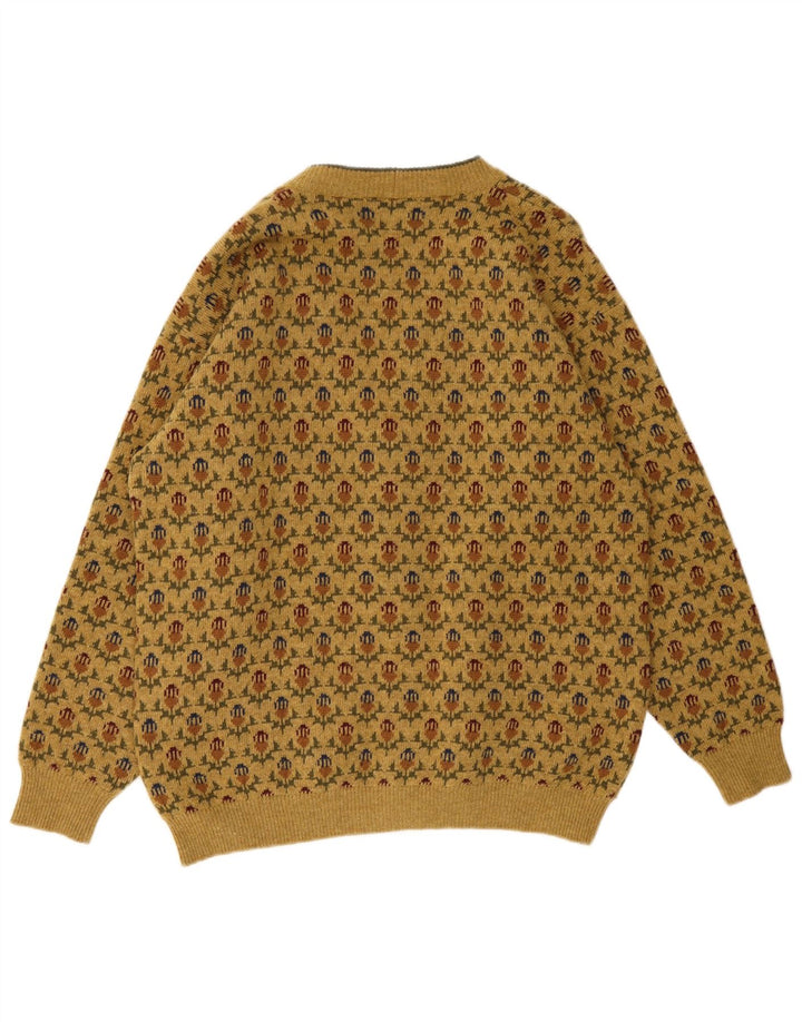 Pulover Cardigan pentru Barbati Gerani Lână Florală Bej Mare