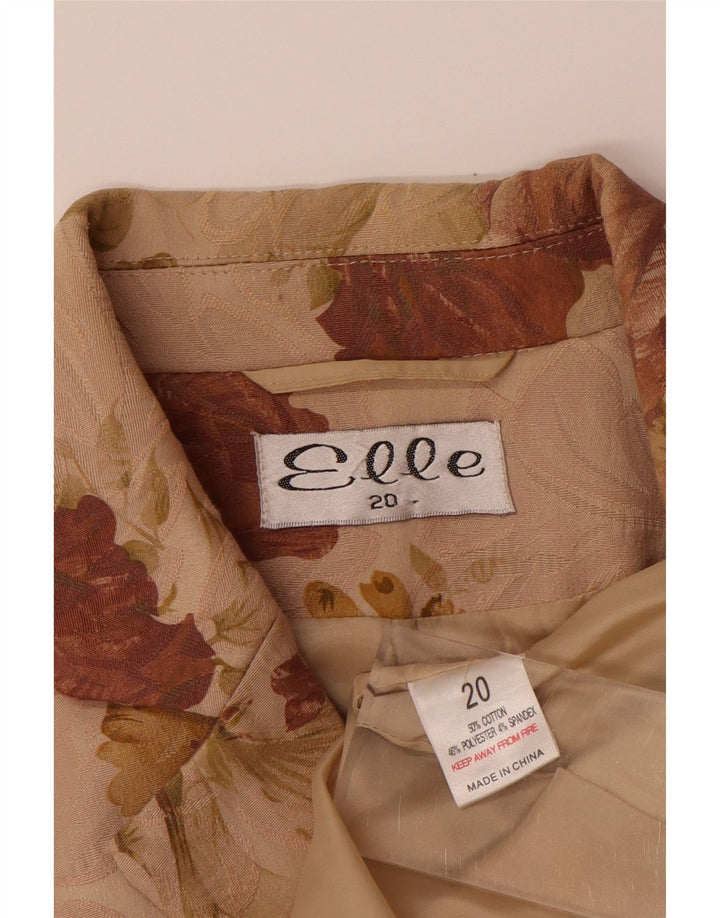 Jachetă ELLE pentru femei, cu 2 nasturi, UK 20 2XL, bumbac floral, bej