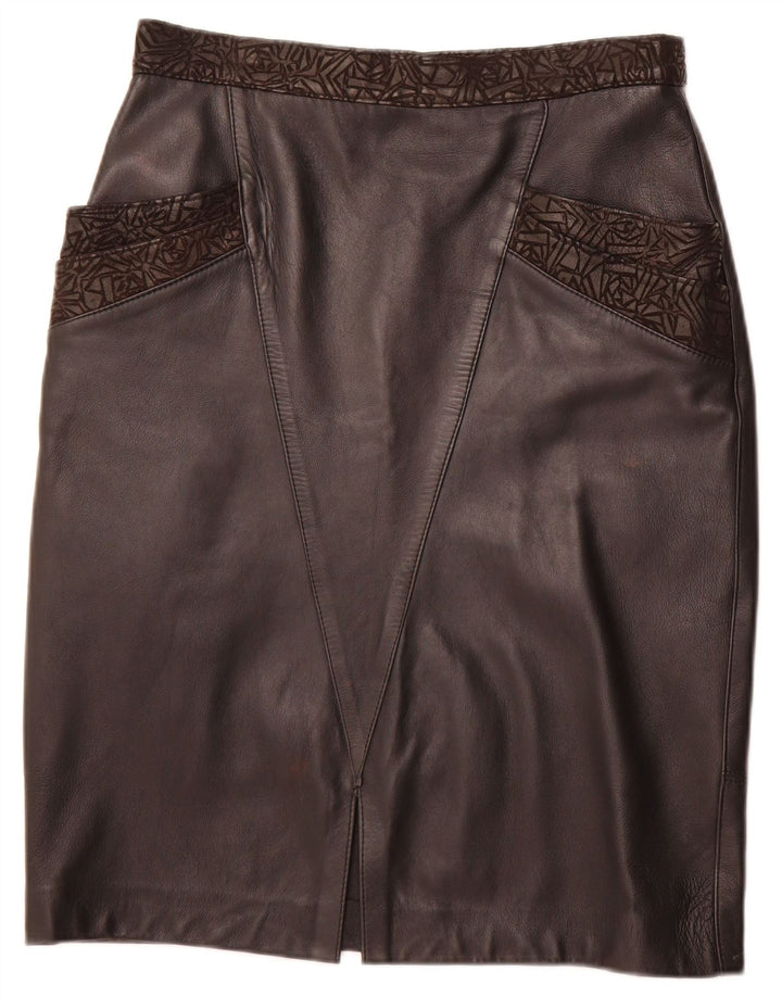 Fusta din piele pentru femei VINTAGE W30 Piele geometrică neagră medie