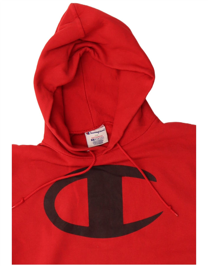 CHAMPION Mens Graphic Hoodie Jumper Medium Red Cotton