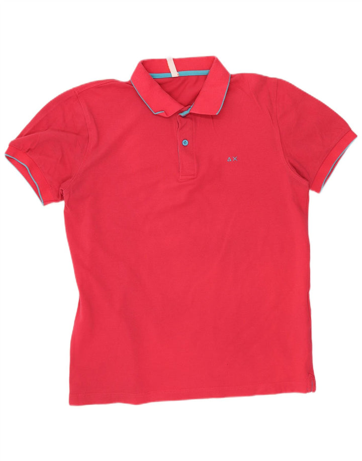 Tricou polo Sun68 pentru bărbați, bumbac roz mediu