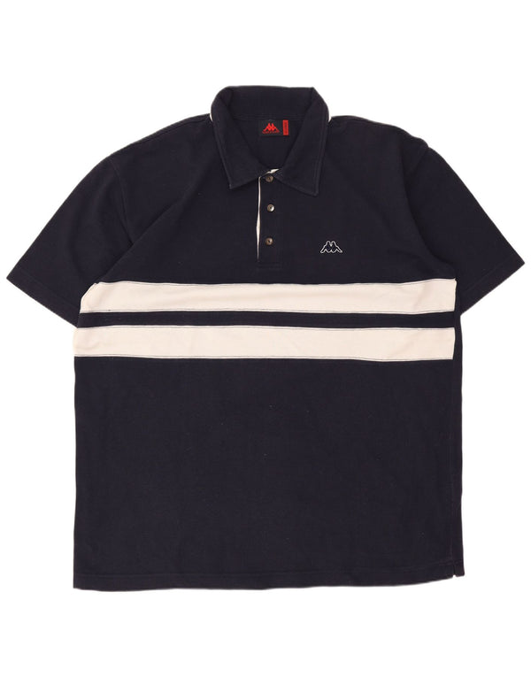 Cămașă polo pentru bărbați Kappa XL, albastru bleumarin, bumbac color bloc