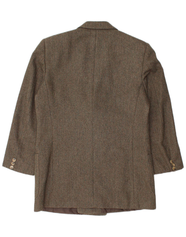 Jachetă vintage pentru bărbați la dublu piept IT 48 Medium Green Herringbone