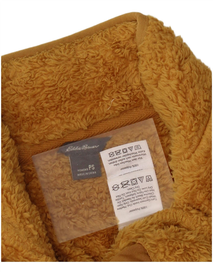 Pulover din lână pentru femei Eddie Bauer, cu fermoar și gât, UK 10, poliester galben mic