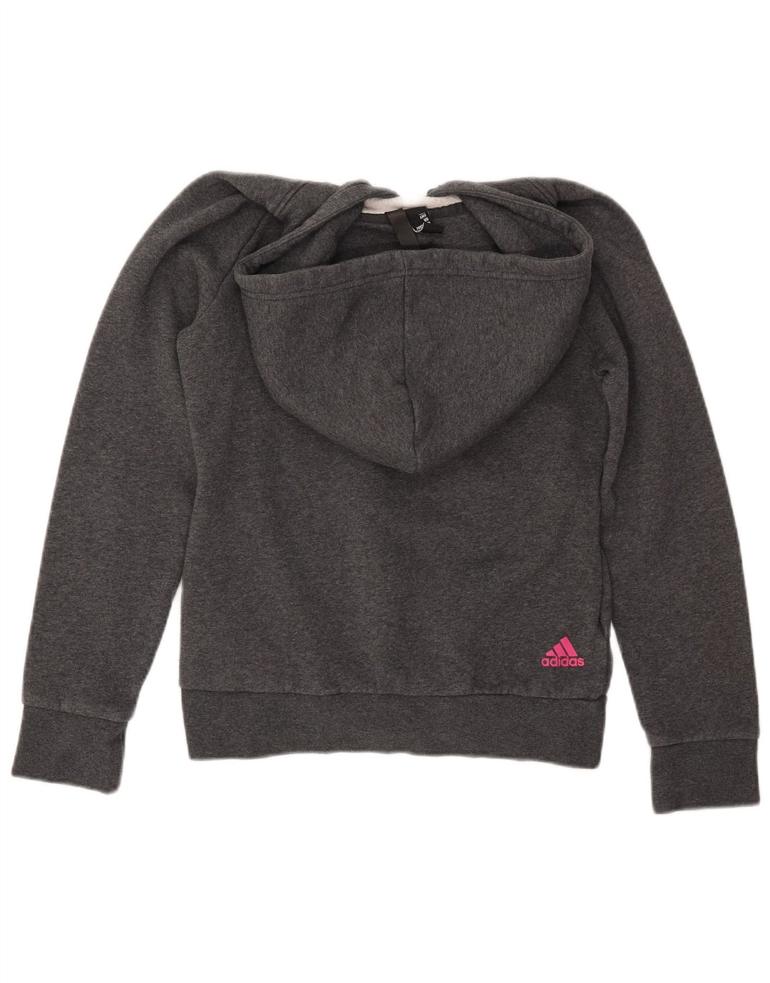 Pulover ADIDAS pentru femei, cu hanoră cu grafică, UK 8/10, bumbac, gri mic