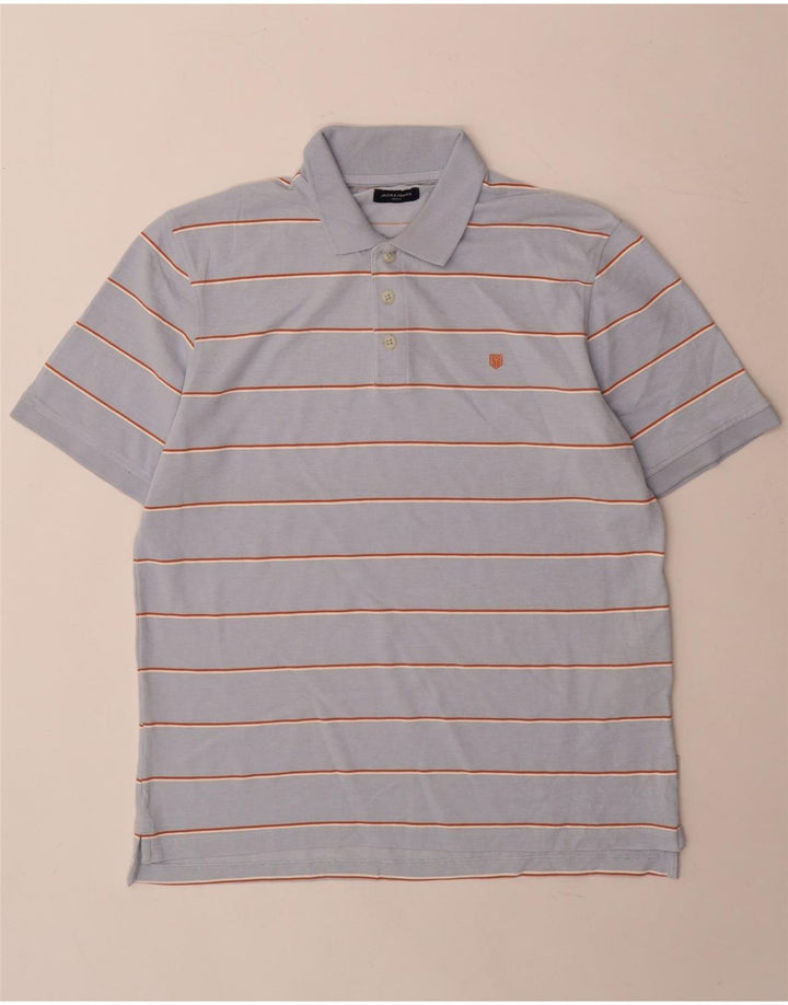 Tricou polo Jack & Jones pentru bărbați, bumbac cu dungi albastre medii
