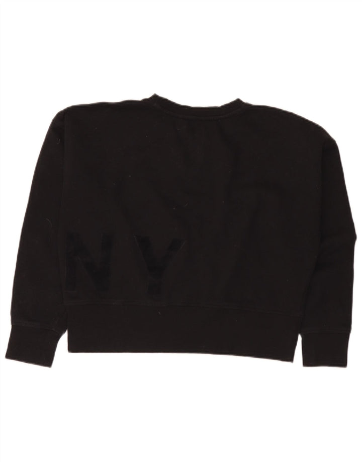 Dkny Pulover oversize Crop Graphic pentru femei UK 10 Mic Negru