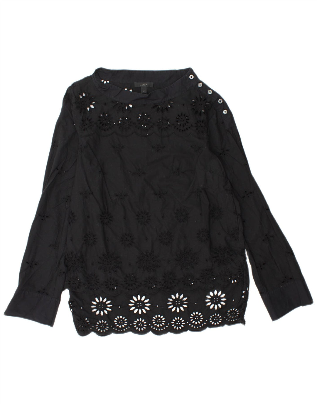 Bluză cu mânecă lungă pentru femei J. CREW Top US 2 XS bumbac floral negru