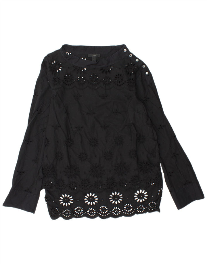 Bluză cu mânecă lungă pentru femei J. CREW Top US 2 XS bumbac floral negru