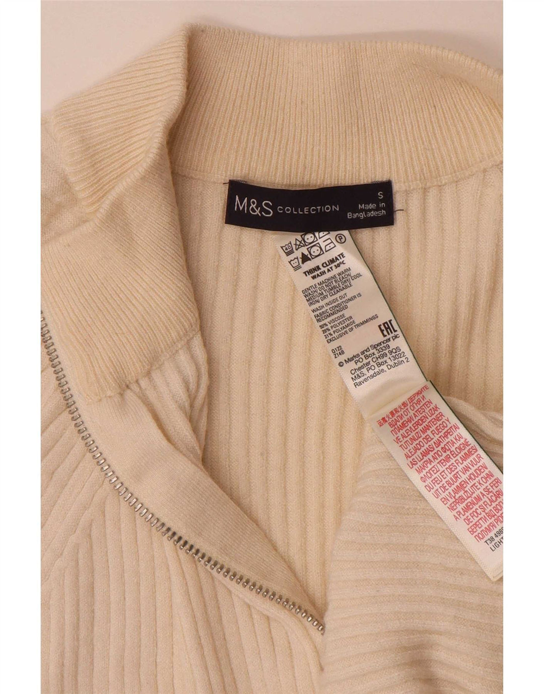 Pulover pentru femei Marks & Spencer, supradimensionat, cu fermoar și gât, UK 10 Mic Bej