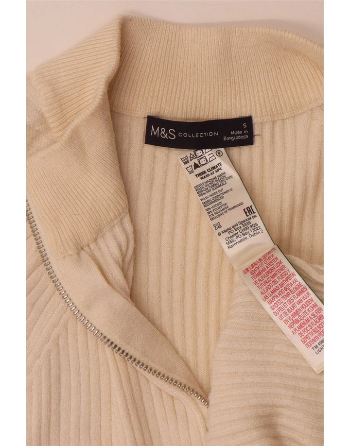 Pulover pentru femei Marks & Spencer, supradimensionat, cu fermoar și gât, UK 10 Mic Bej