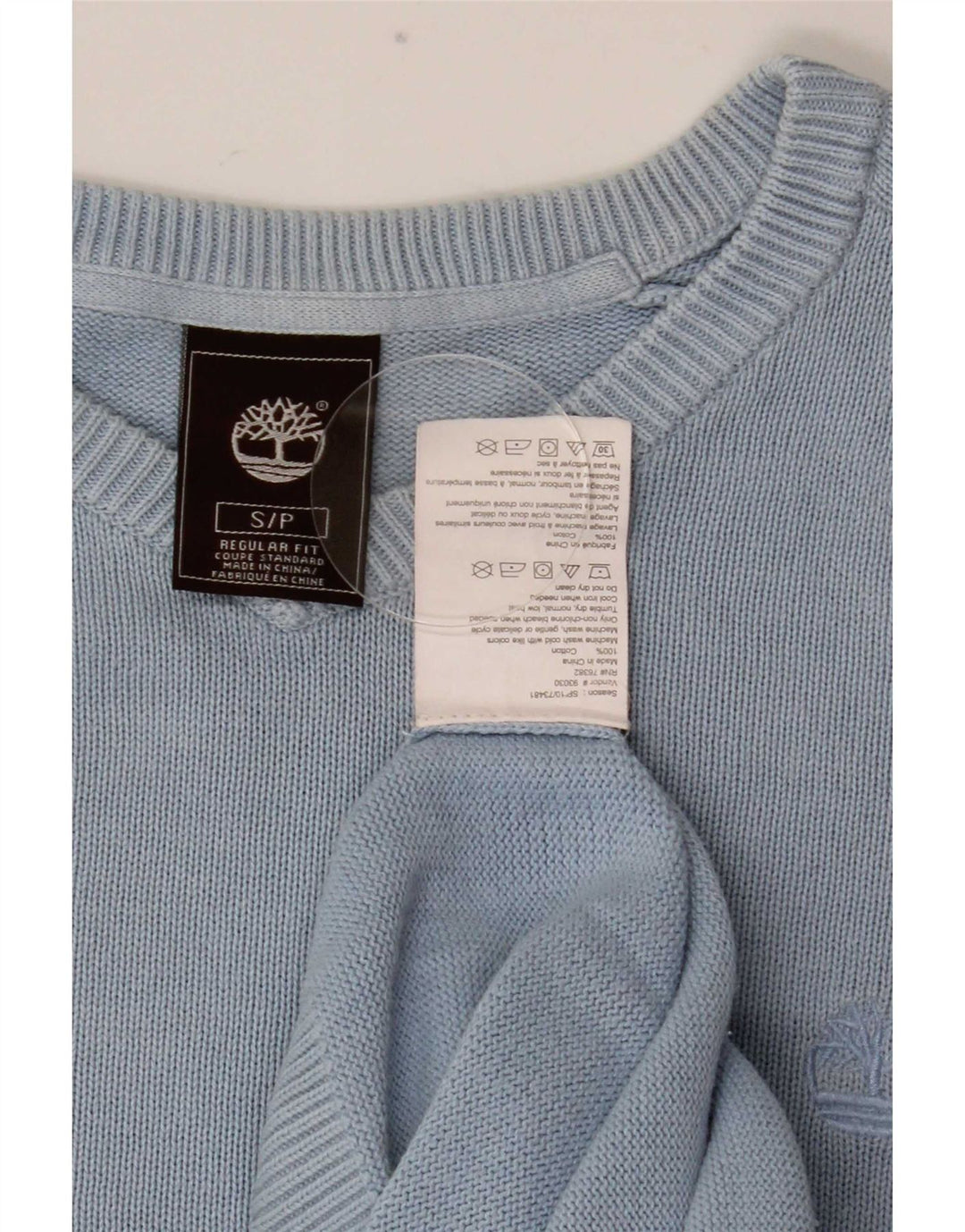 Pulover cu decolteu în V Timberland pentru bărbați, bumbac mic, albastru