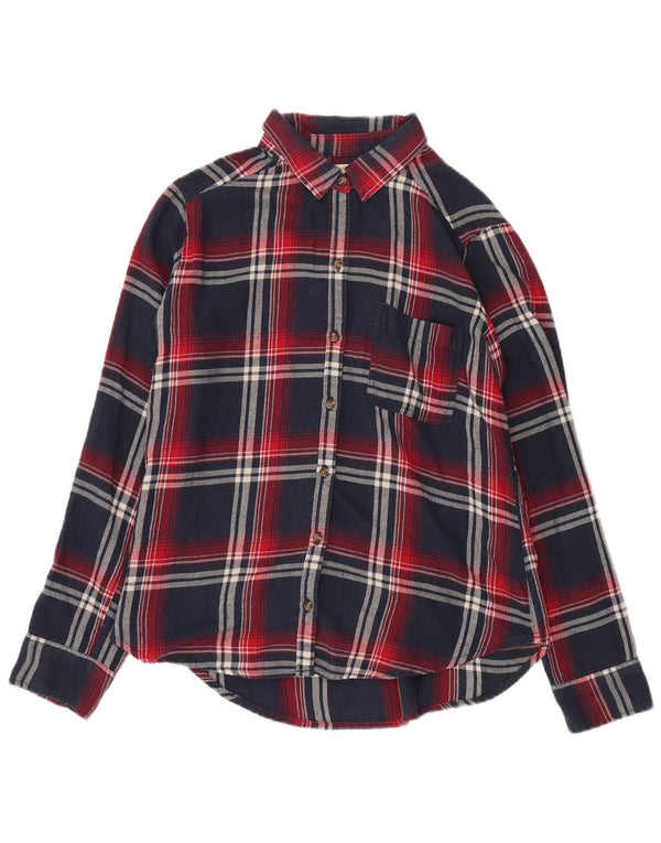 Cămașă de flanel pentru femei HOLLISTER UK 14 Medium bleumarin din bumbac cu carouri