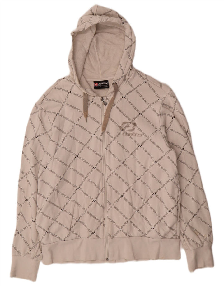 Pulover LOTTO pentru bărbați, cu fermoar grafic, bumbac alb mediu