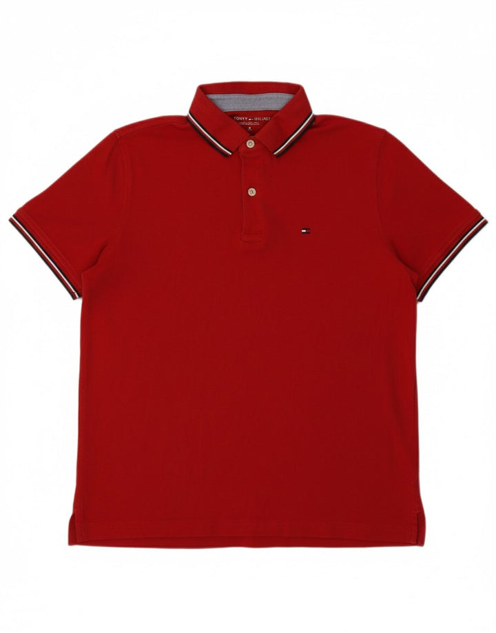 TOMMY HILFIGER Mens Polo Shirt Medium Red Cotton