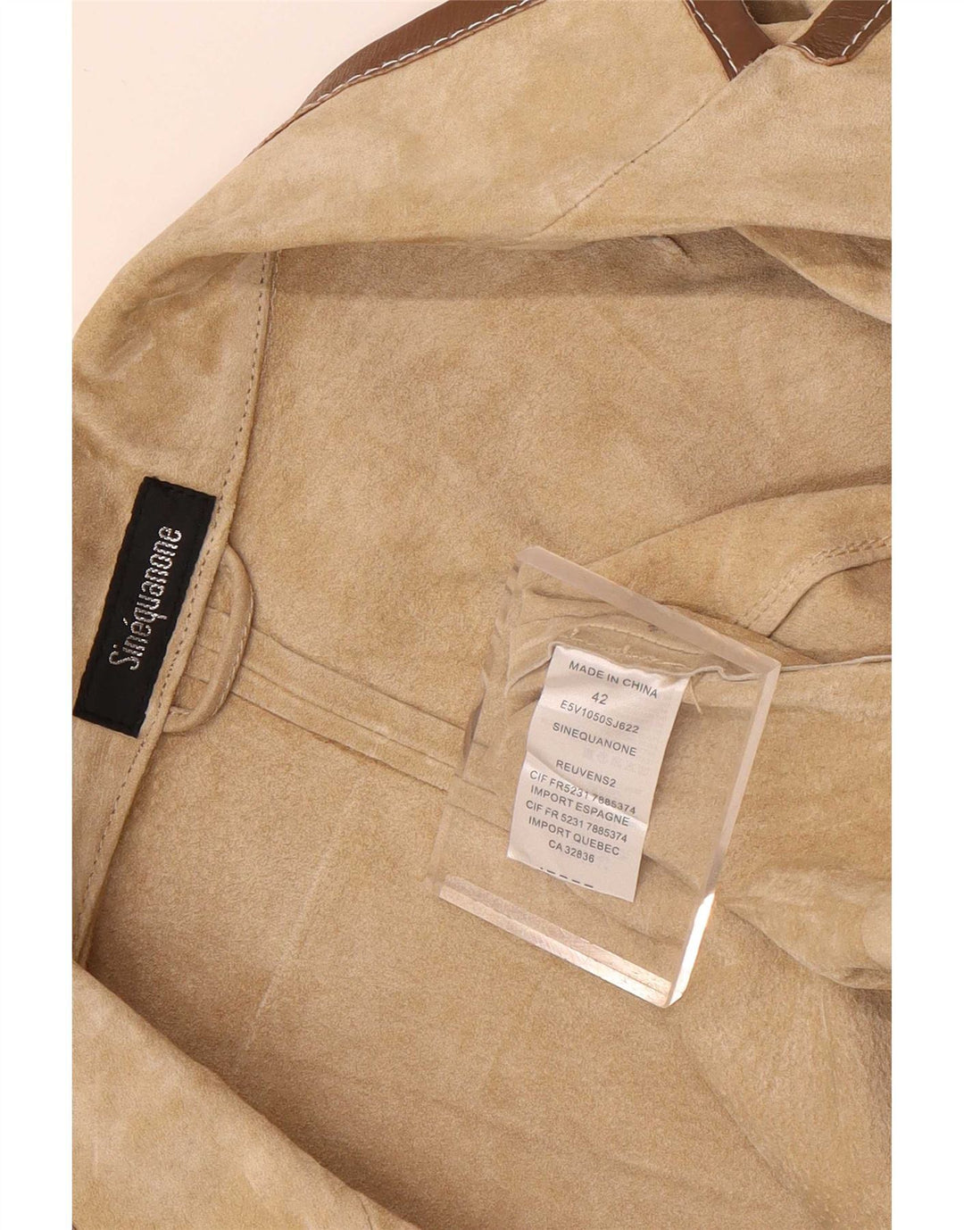 Sinequanone Jachetă Bolero de piele intoarsa cu maneca 3/4 pentru femei IT 42 Bej mediu
