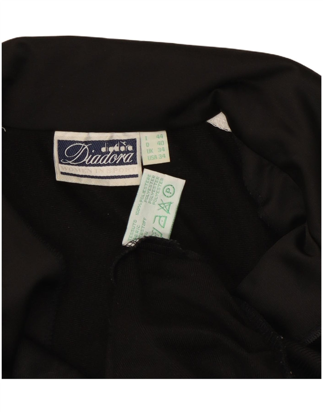 Jachetă de top pentru trening grafic Diadora pentru bărbați UK 34 XS poliester negru