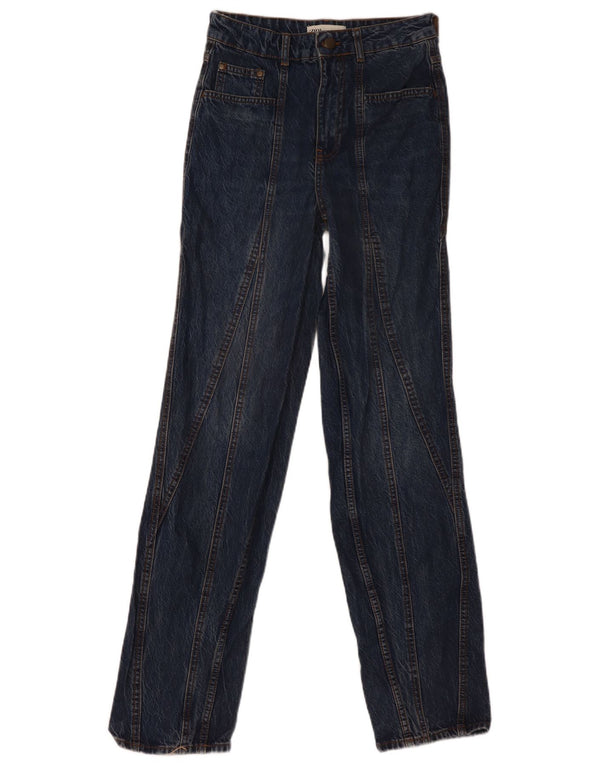 Blugi drepti pentru femei cu talie înaltă Zara EU 36 XS W26 L32 Bumbac bleumarin