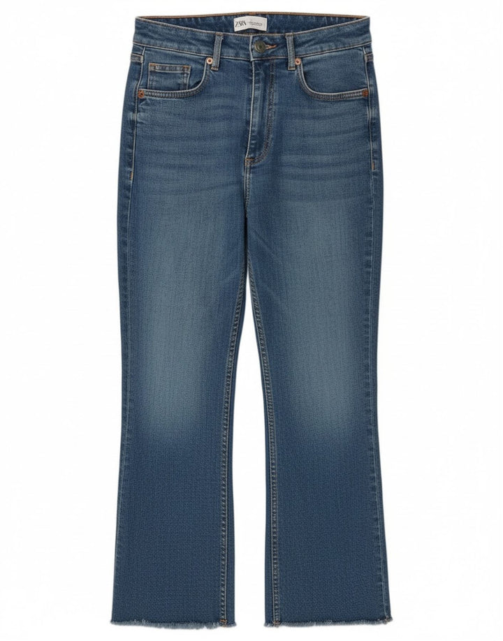 Blugi Zara Femei Crop Bootcut EU 38 Mici W28 L26 Albastru