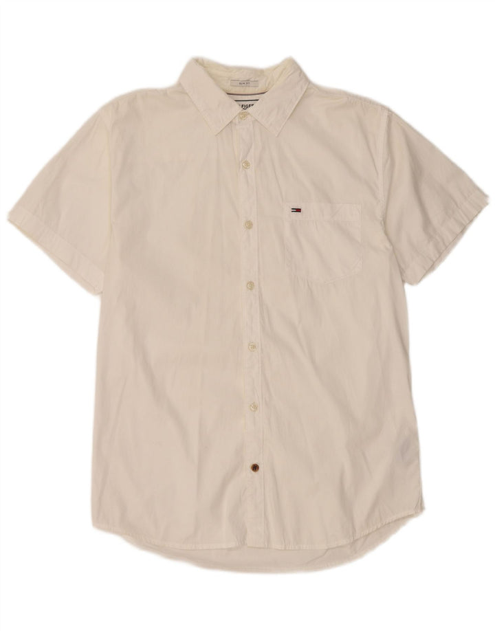 Cămașă Slim Fit Tommy Hilfiger pentru bărbați, bumbac alb mediu