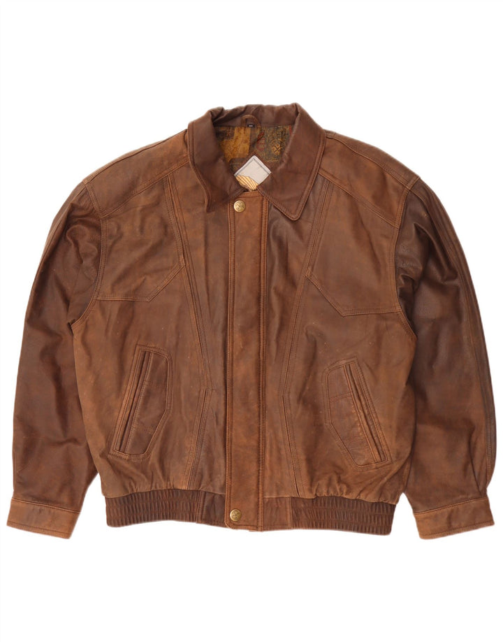 Geaca de piele vintage pentru barbati IT 52 XL maro