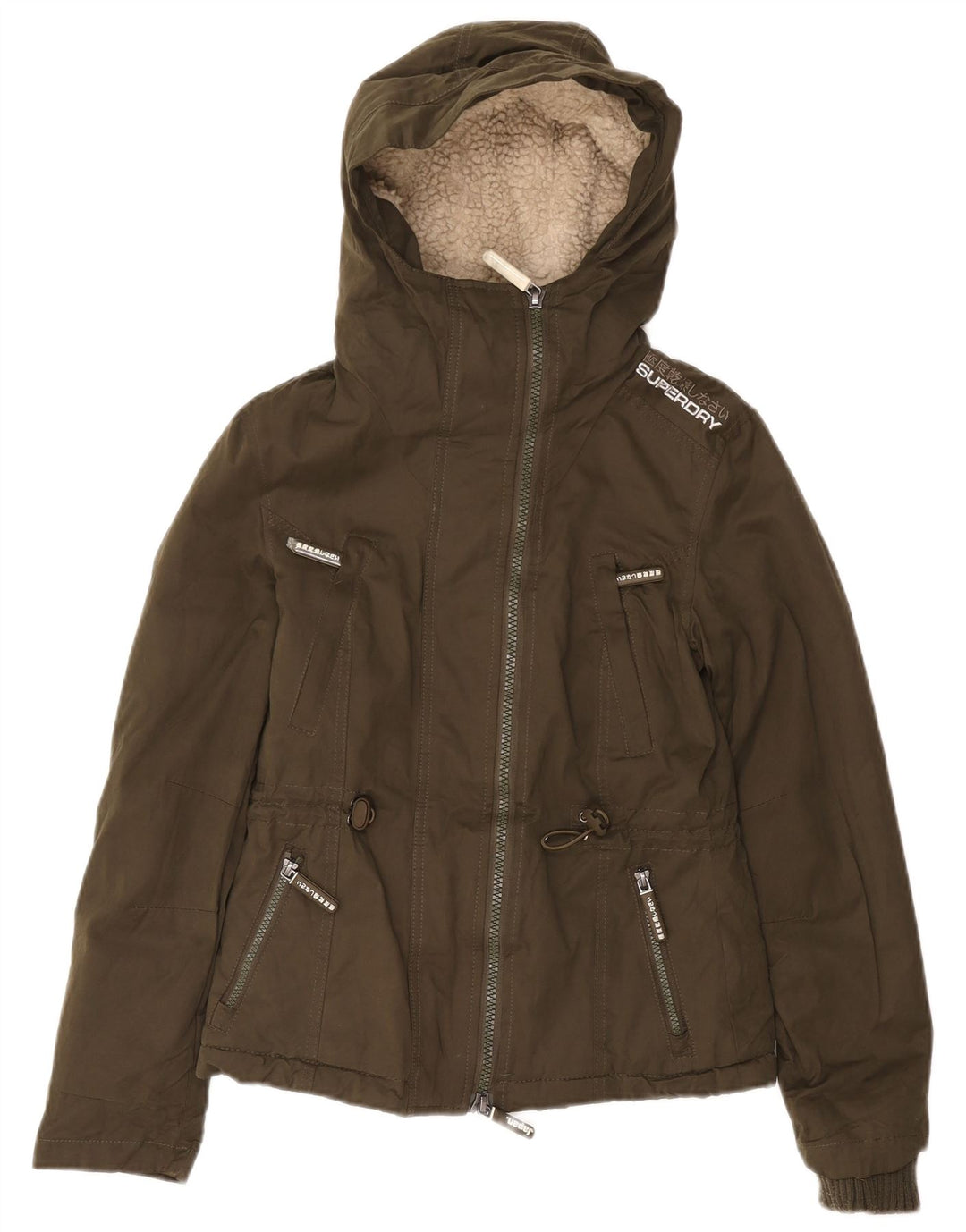 Jachetă utilitare cu glugă Superdry pentru femei The windparka UK 6 XS Poliester verde