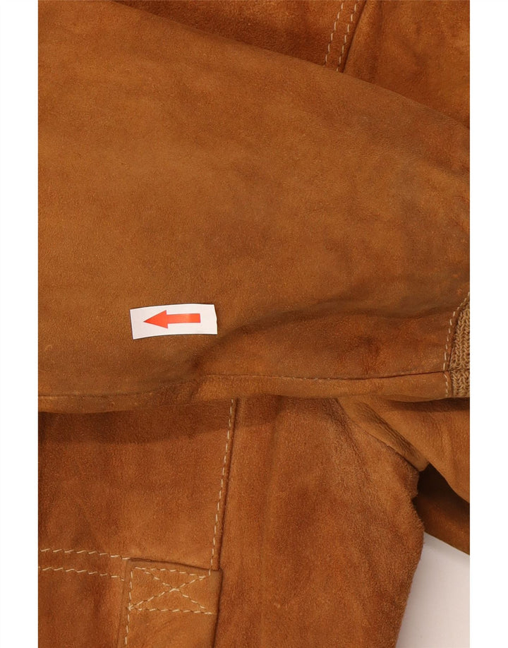 Bomber Vintage pentru bărbați din piele intoarsa IT 48 Maro Mediu