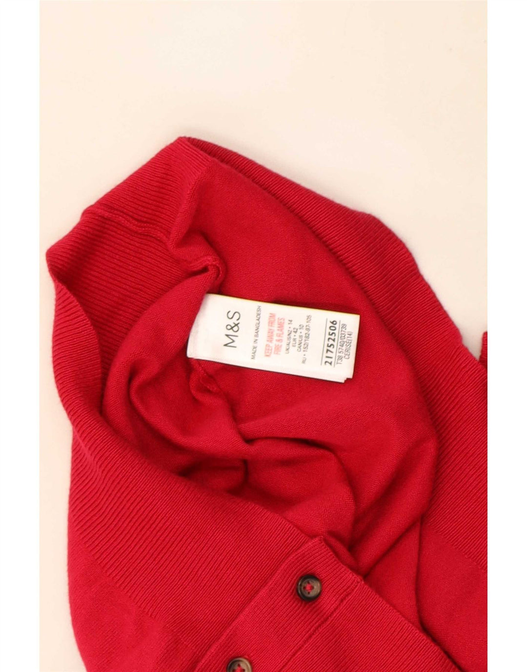 Marks & Spencer Womens Cardigan Sweater UK 14 Large Red Viscose