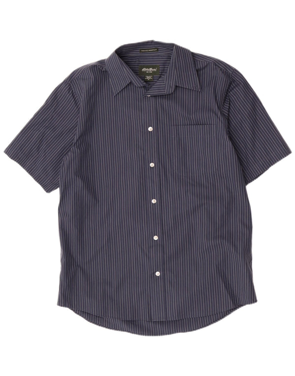 Cămașă cu mânecă scurtă pentru bărbați Eddie Bauer, bumbac cu dungi albastru bleumarin mediu