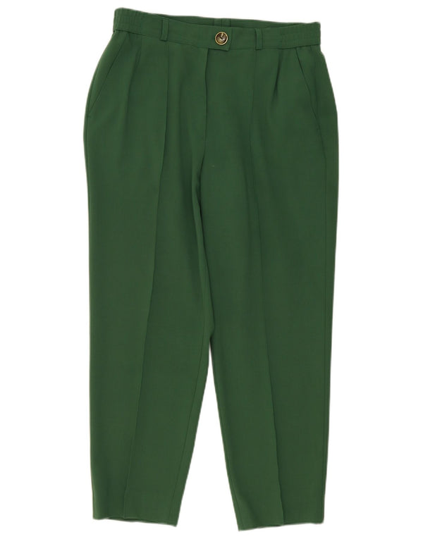 Pantaloni tăiați vintage cu talie înaltă pentru femei UK 14 Large W32 L25 Green