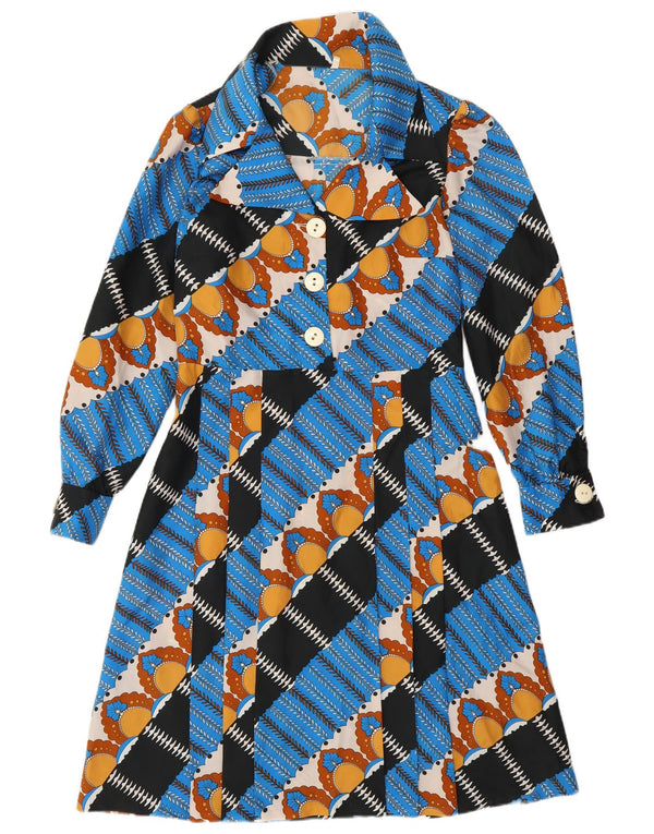 Rochie A-Line Vintage pentru Femei IT 44 Medium Blue Geometric