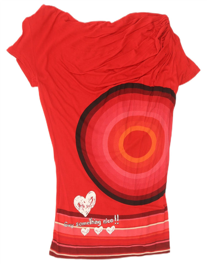 Bluză cu grafică Desigual pentru femei UK 12 Medium Red Geometric
