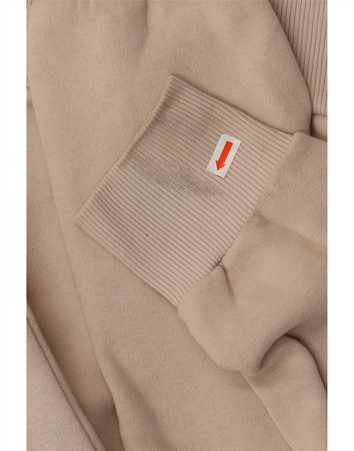 SUPERDRY Pulover cu glugă cu grafic pentru femei UK 8 mic, bej, bumbac