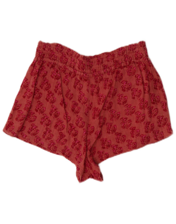 Zara Womens High Waist Hot Pants Small W26 Pink Floral Cotton