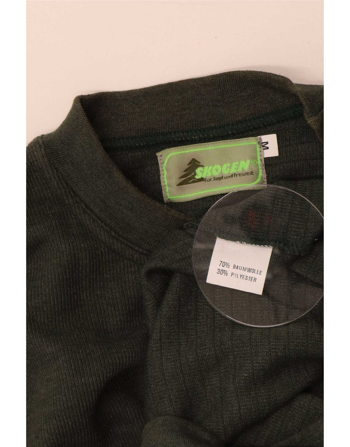 Pulover vintage pentru bărbați cu gâtul turnat, bumbac verde mediu