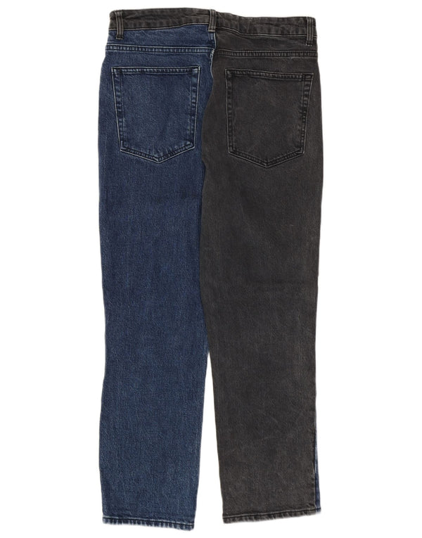Blugi drepti crop Topshop pentru femei W32 L26 Blue Colorblock