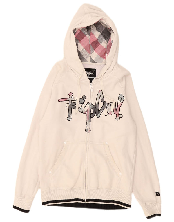 Pulover Rip Curl pentru bărbați, cu fermoar și grafic, bumbac mic, alb