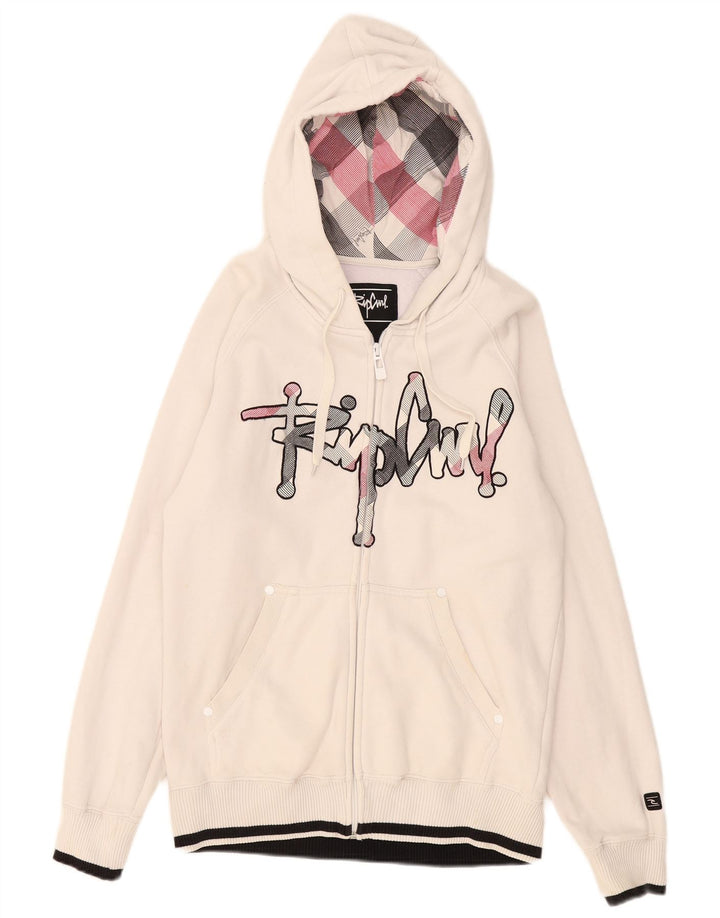 Pulover Rip Curl pentru bărbați, cu fermoar și grafic, bumbac mic, alb