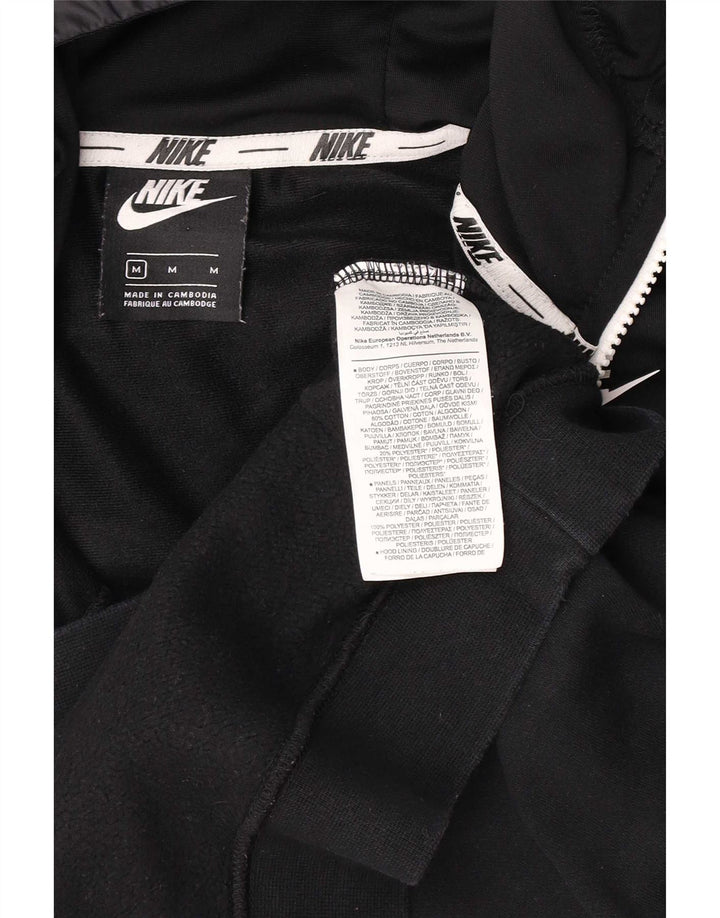 Hanoră Nike pentru bărbați, cu fermoar și gât, bumbac mediu negru