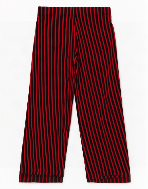 Pantaloni casual Capri pentru femeie Zara, cu picioare largi, L30 L24, bumbac cu dungi roșii