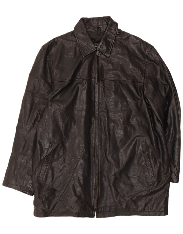 Palton din piele pentru bărbați VINTAGE UK 44 2XL Negru