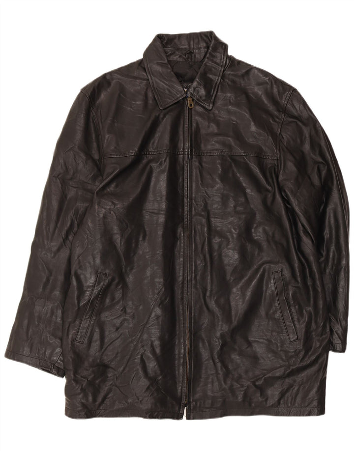 Palton din piele pentru bărbați VINTAGE UK 44 2XL Negru