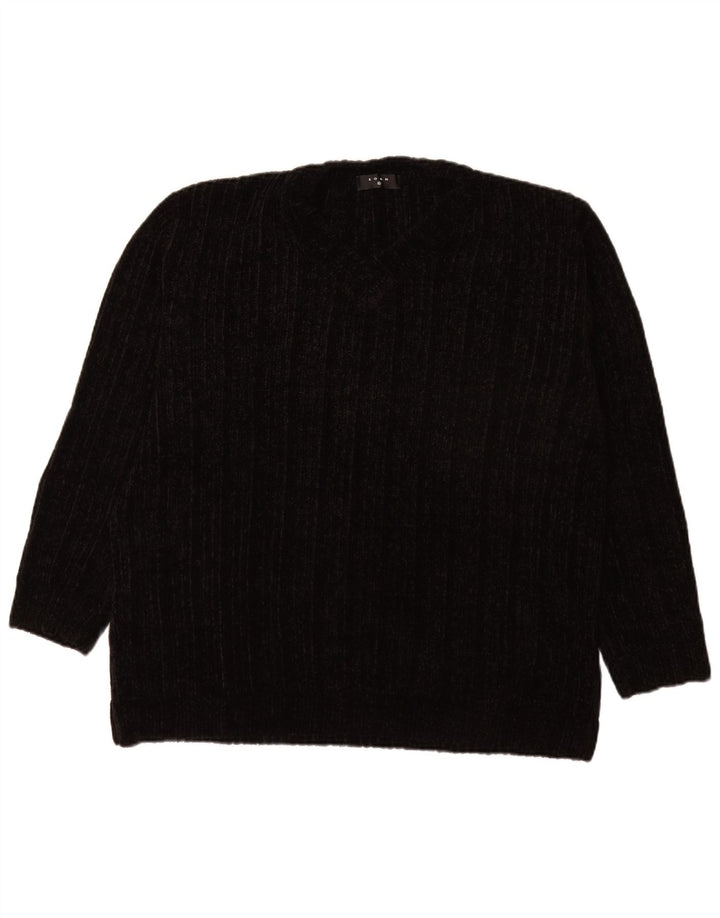 Pulover vintage pentru bărbați cu decolteu în V, XL, acrilic negru