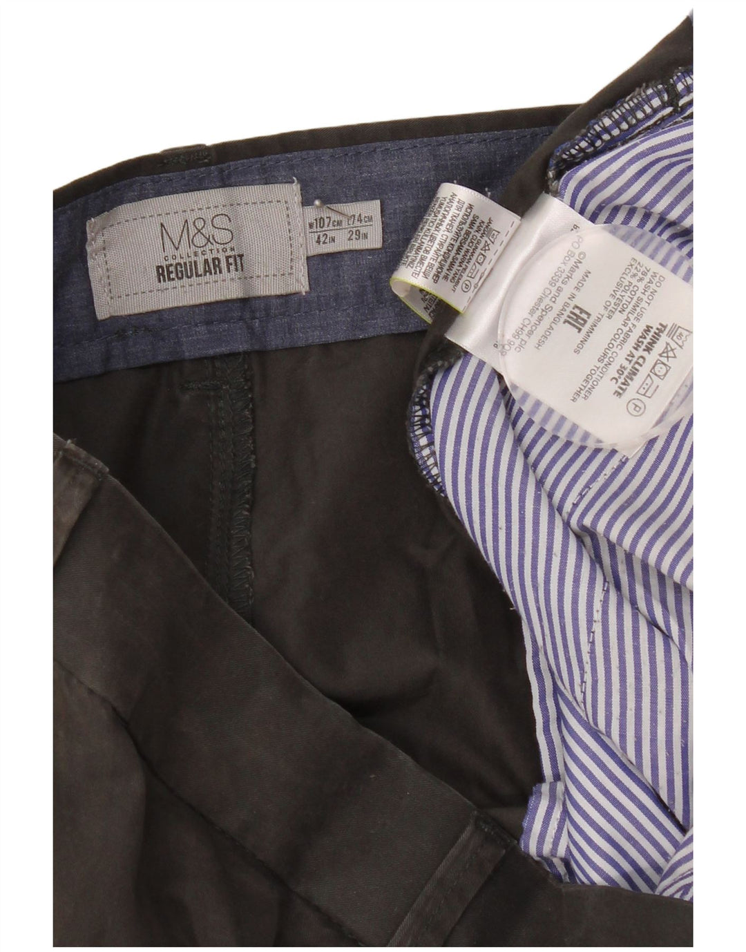 Pantaloni chino pentru bărbați Marks & Spencer, cu ajustare normală, L42 L29, bumbac gri