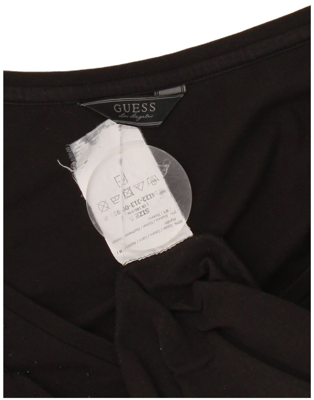 Guess Top grafic pentru femei cu mânecă lungă UK 8 mic bumbac negru
