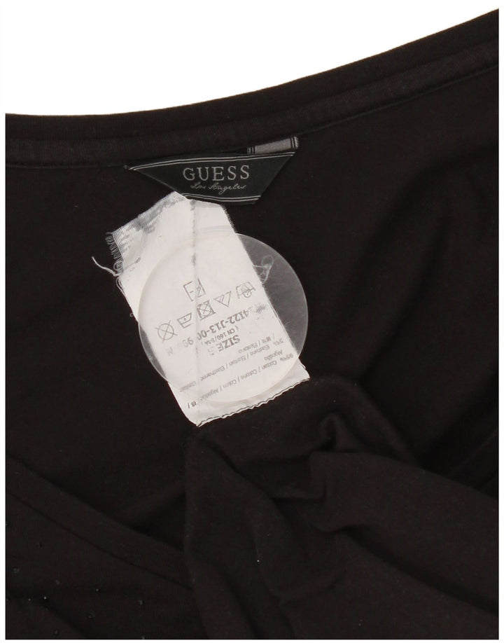 Guess Top grafic pentru femei cu mânecă lungă UK 8 mic bumbac negru