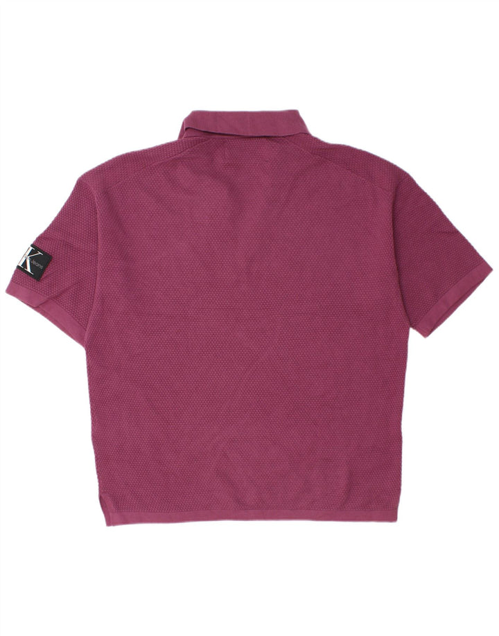 Cămașă polo pentru bărbați Calvin Klein Jeans, bumbac violet mediu