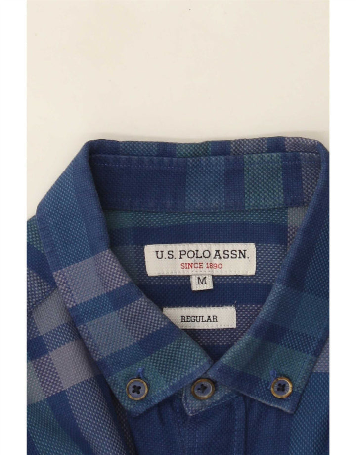 U.S. Polo Assn. Cămașă pentru bărbați cu tăiere obișnuită, cu carouri albastre medii